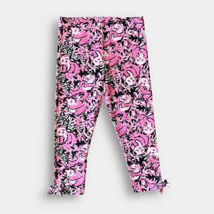 Lilly Pulitzer Girls Hibiscus Pink Hangin With My Boo Maia Leggings XL 12-14