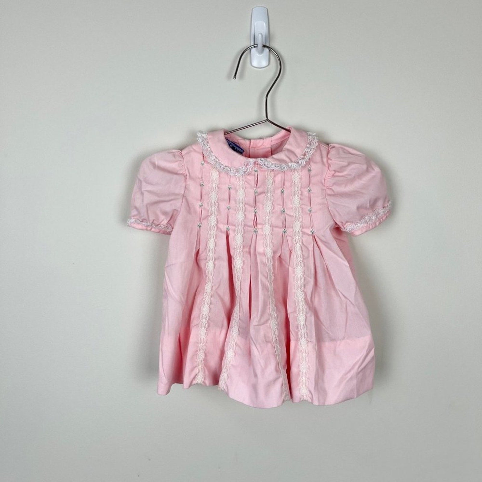 Vintage Polly Flinders Pink Pleated Dress 9 Months