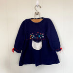 Load image into Gallery viewer, Vintage Toddler Girls Navy Blue Knit Dress with Flowers
