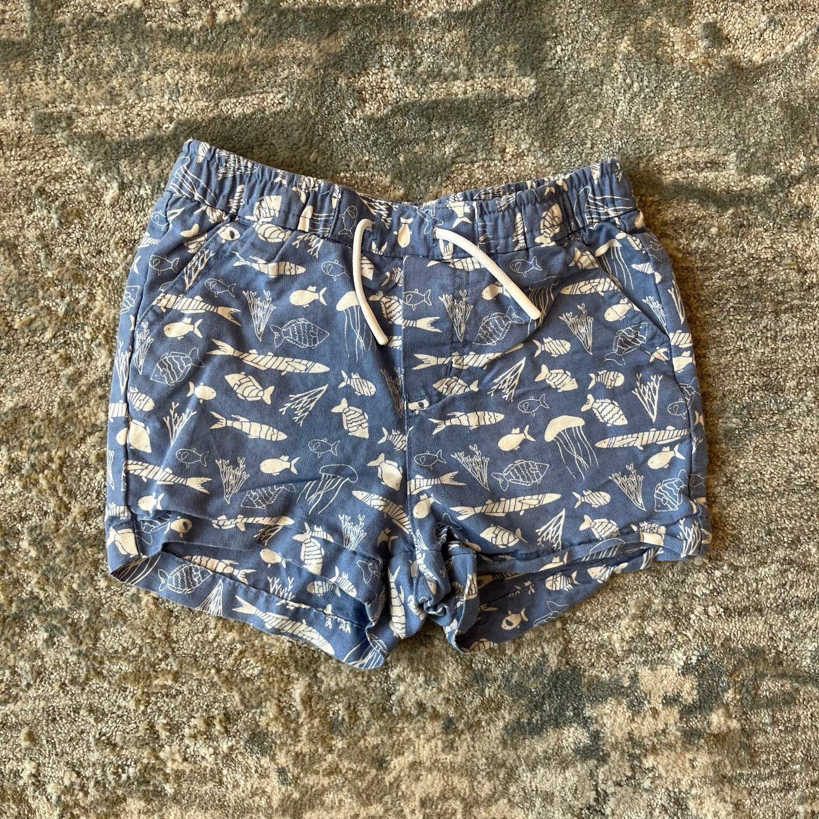 Janie and Jack Pull On Blue Ocean Shorts 12-18 Months