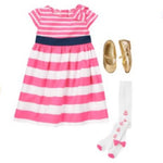 Load image into Gallery viewer, Gymboree Pink &amp; White Striped Bow Dress 12-18 Months
