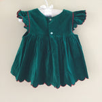 Load image into Gallery viewer, Vintage Green Velvet Holiday Pinafore Dress 12 Months
