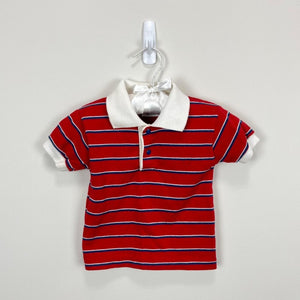 Vintage Healthtex Red Striped Polo Shirt 2T USA