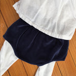 Load image into Gallery viewer, Laranjinha White &amp; Navy Layered Babygrow 12 Months
