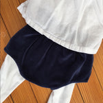 Load image into Gallery viewer, Laranjinha White &amp; Navy Layered Babygrow 12 Months
