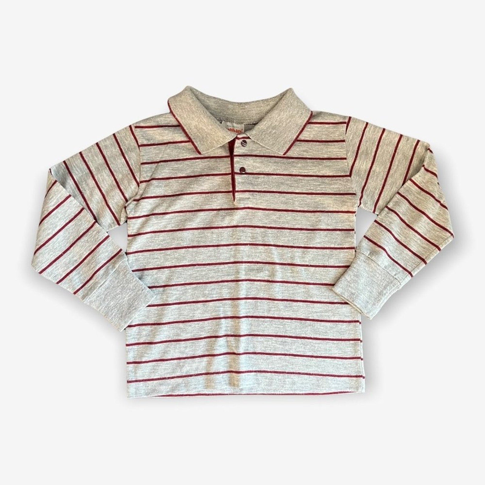 Vintage Health-tex Striped Gray Polo Shirt 6 USA