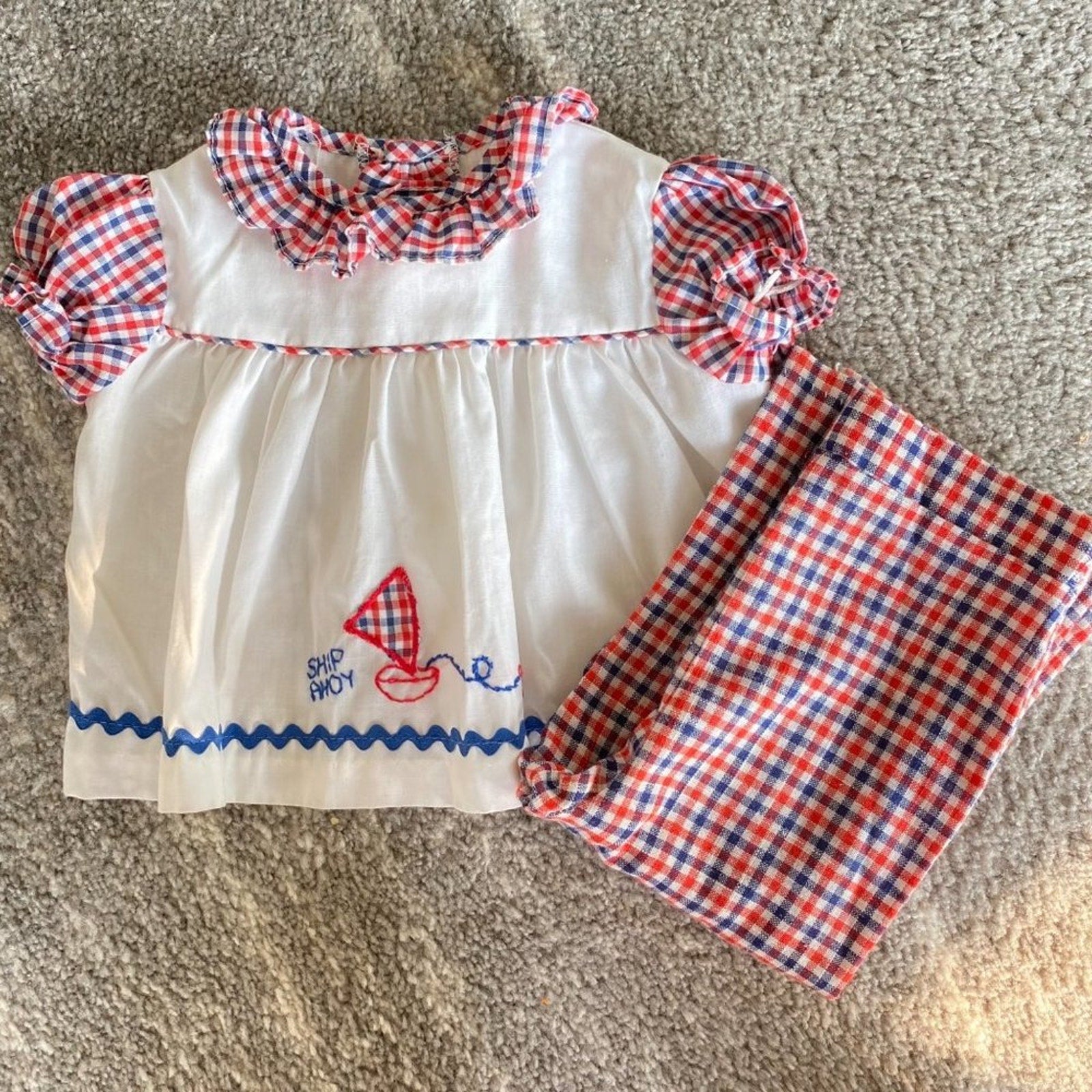 Vintage 70s Girls Two Piece Plaid Set 18 Months