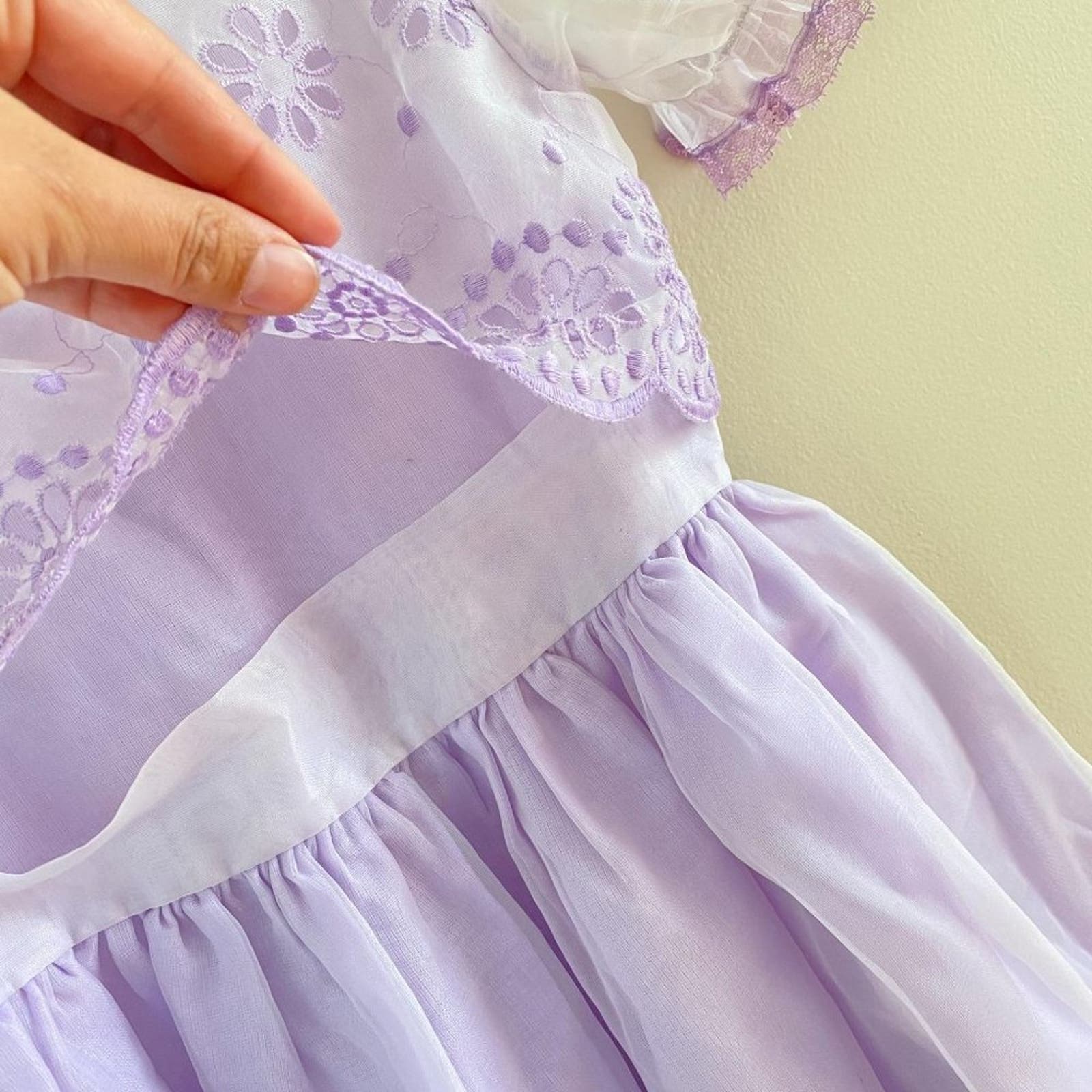 Vintage Claire Brooke Originals Sheer Purple Party Dress