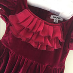 Load image into Gallery viewer, DKNY Crushed Velvet Ruffle Party Dress 12 Months
