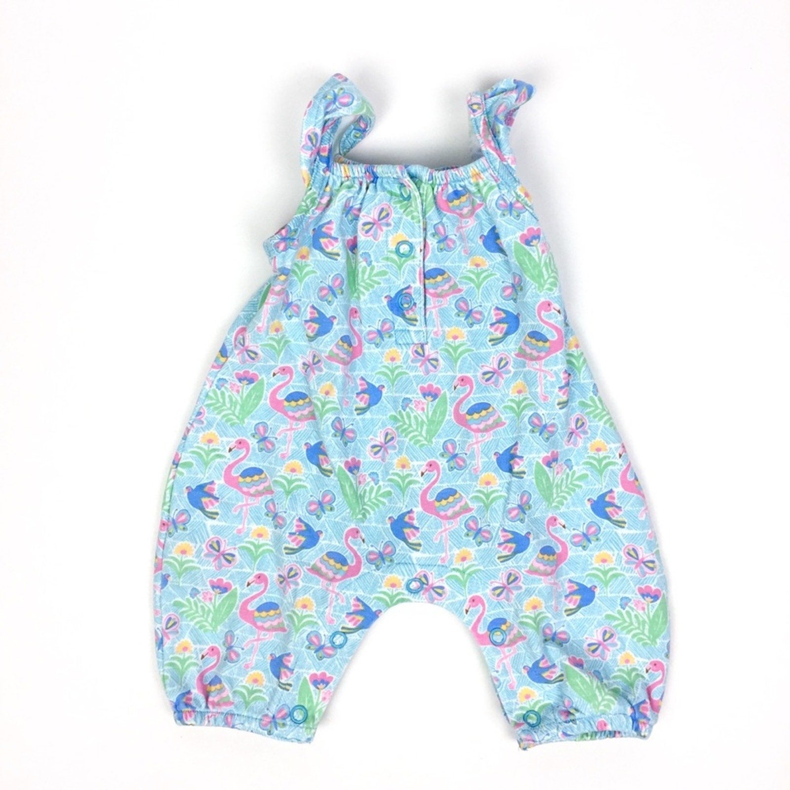 JoJo Maman Bebe Blue Flamingo Jumpsuit 0-3 Months