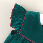 Load image into Gallery viewer, Vintage Green Velvet Holiday Pinafore Dress 12 Months
