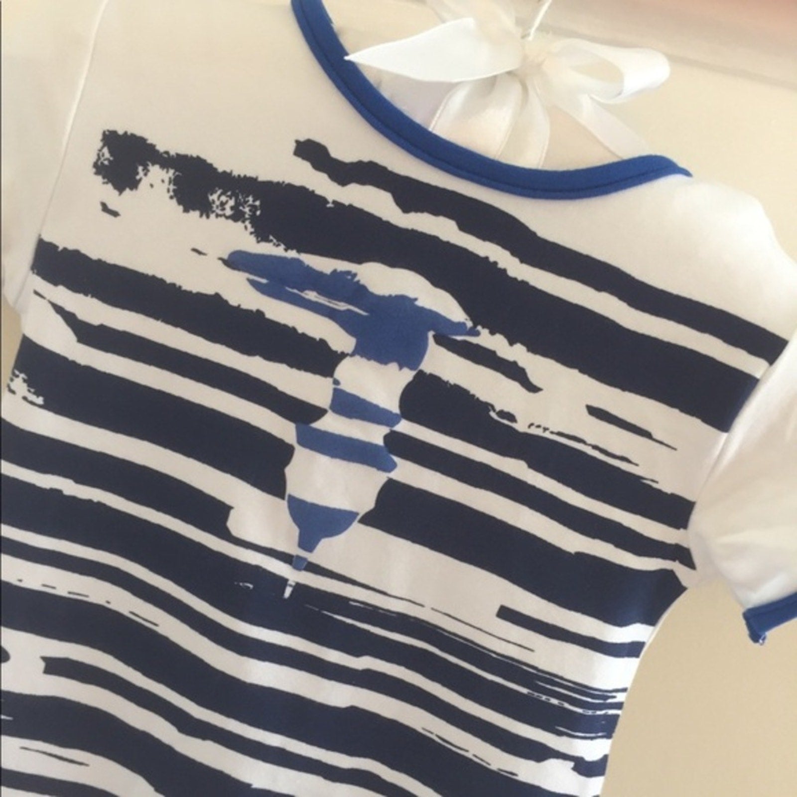 Trussardi Junior Blue & White Shortall Romper 6 Months NWT