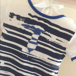 Load image into Gallery viewer, Trussardi Junior Blue &amp; White Shortall Romper 6 Months NWT
