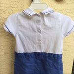 Load image into Gallery viewer, Mayoral Boys Blue &amp; White Shortall Romper 6 Months
