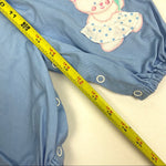 Load image into Gallery viewer, Vintage Blue Polka Dot Ruffle Teddy Bear Overalls
