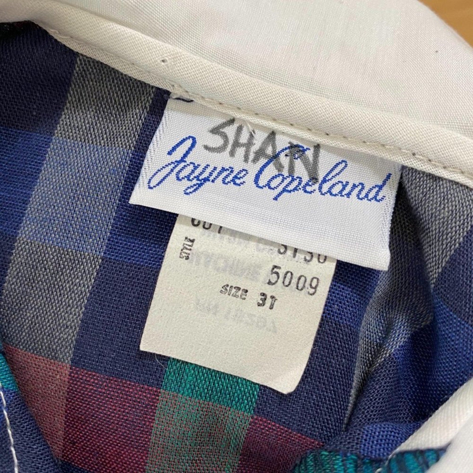 Vintage Jayne Copeland Plaid Blouse 3T