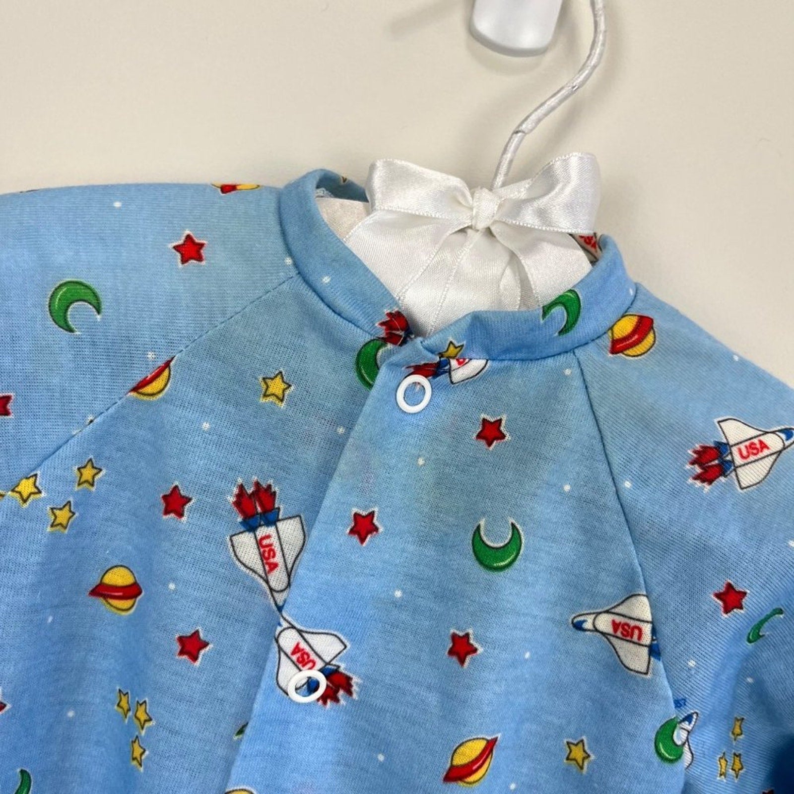 Vintage Little Me Blue Space Footie Medium USA