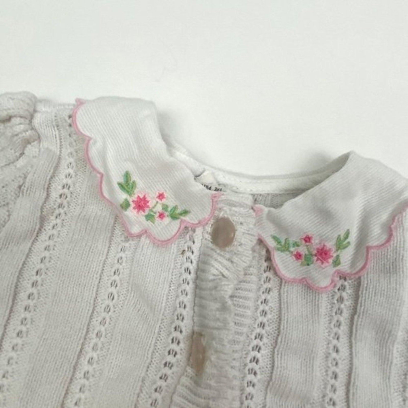 Vintage Girls White Cardigan Sweater 3-6 Months