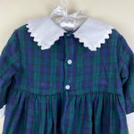 Load image into Gallery viewer, Vintage Daisies &amp; Doodlebugs Navy Green Plaid Bow Dress 2T
