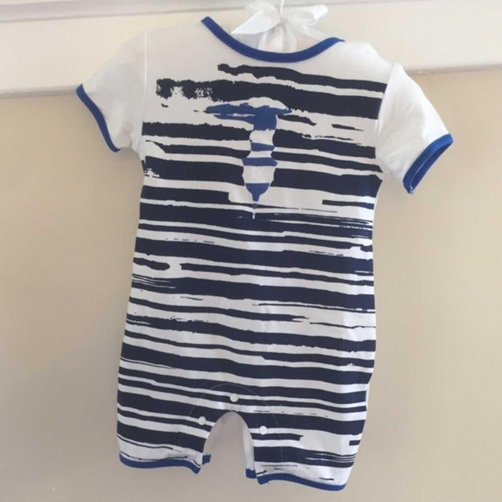 Trussardi Junior Blue & White Shortall Romper 6 Months NWT