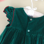 Load image into Gallery viewer, Vintage Green Velvet Holiday Pinafore Dress 12 Months
