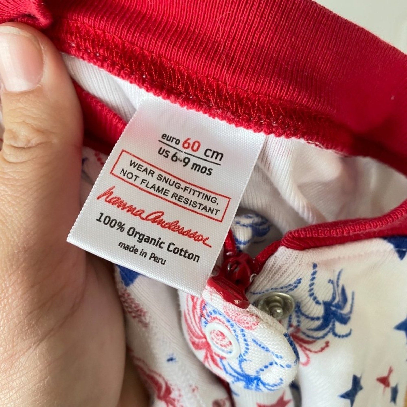 Hanna Andersson Red, White and Blue Fireworks Pajamas 60 cm 6-9 Months