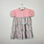 Load image into Gallery viewer, Vintage Girls Pink Gray Floral Tiered Dress
