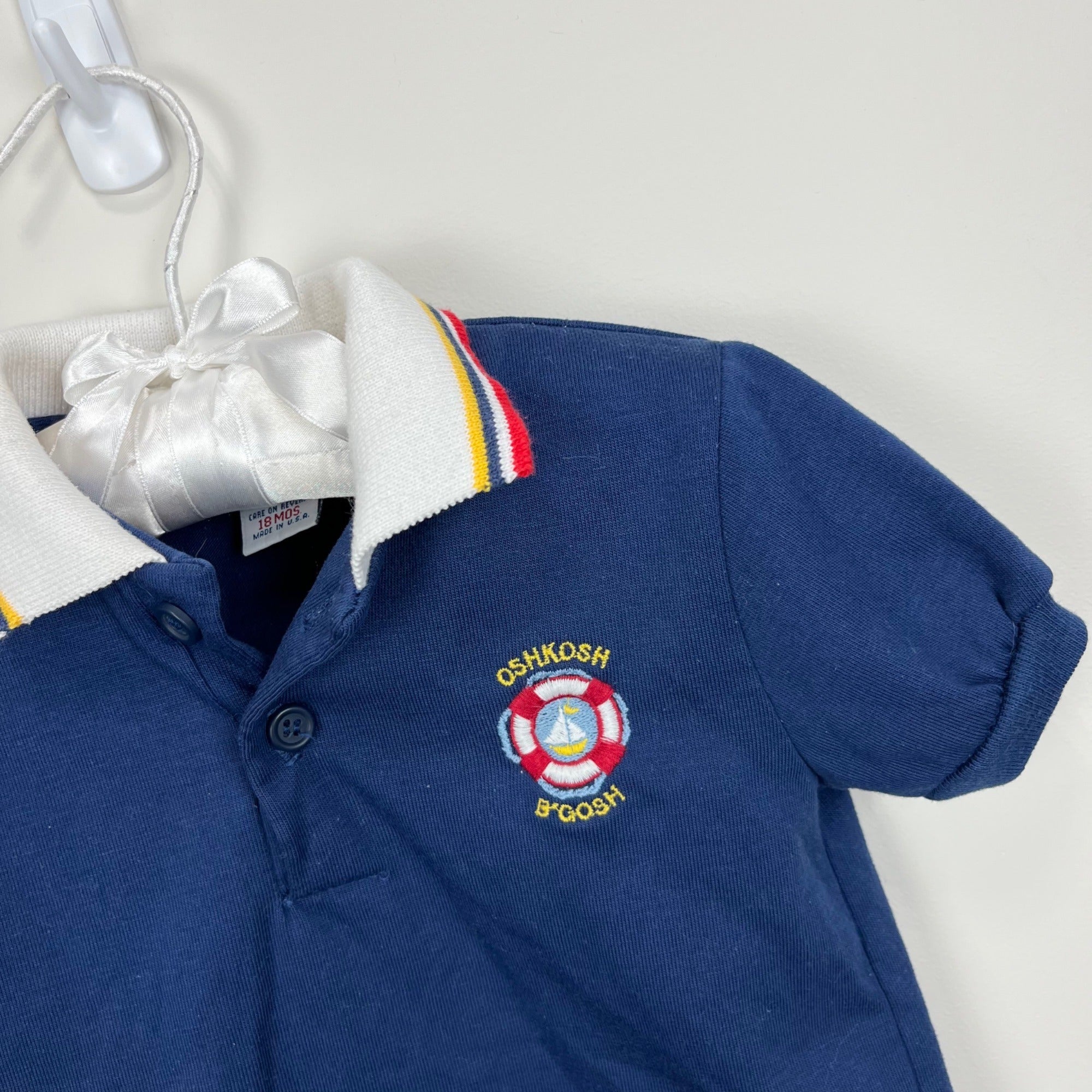 Vintage OshKosh B'gosh Navy Blue Polo Shirt 18 Months USA