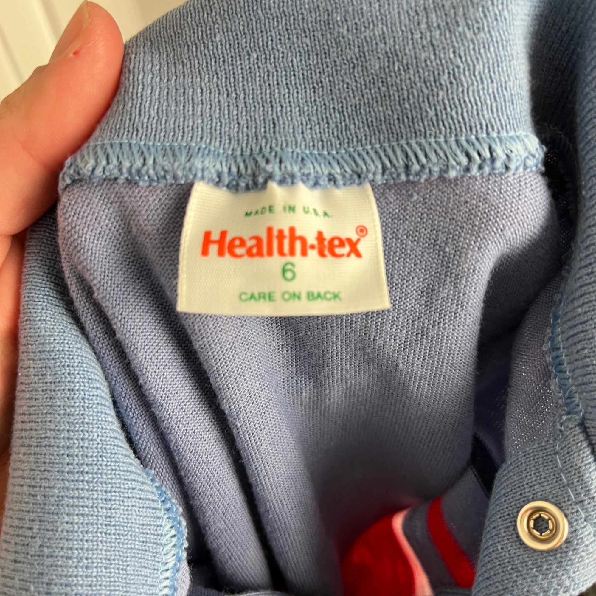 Vintage Health-tex Striped Blue Polo Shirt 6 USA