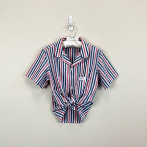 Vintage Guess Blue & Red Striped Button Up Shirt 6 USA