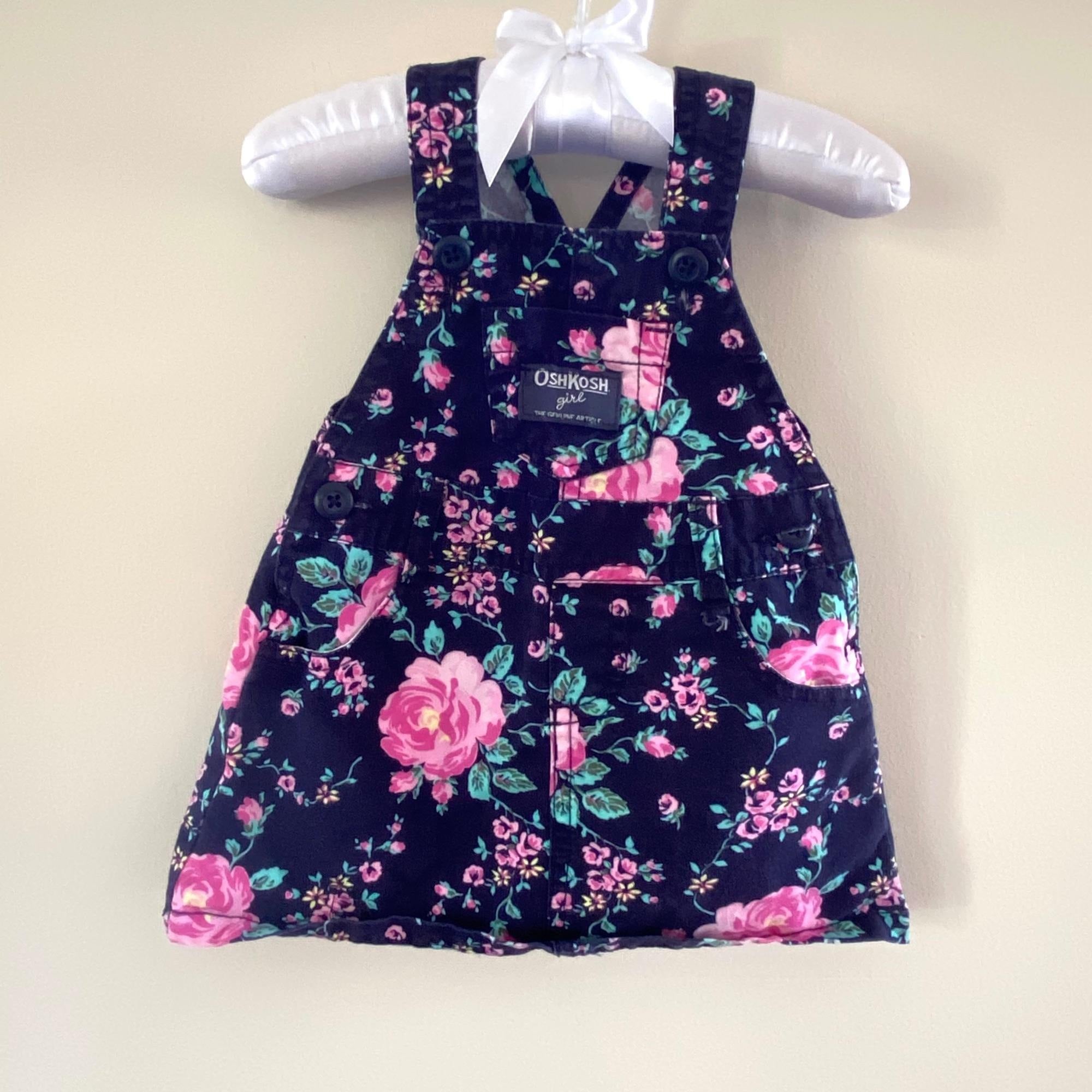 OshKosh B'gosh Girls Navy Blue Floral Jumper 6 Months