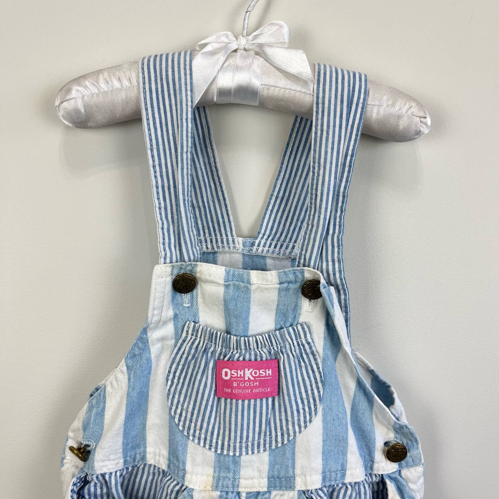 Osh Kosh Vintage 1992 Blue Plaid Suspenders Shortalls Sz 5 Made in authentic USA NEW! NWT