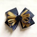 Load image into Gallery viewer, Girls Large Khaki and Navy Deluxe Bow
