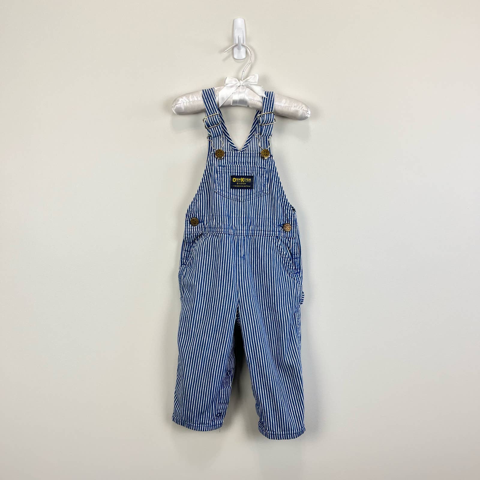 Vintage OshKosh B'gosh Blue Striped Overalls 18 Months USA