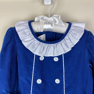 Shrimp & Grits Kids Blue Corduroy Ruffle Dress