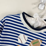 Load image into Gallery viewer, Florence Eiseman Boys Blue Striped Sports Coverall 18 Months
