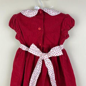 Bella Bliss Girls Red Corduroy Dress 24 Months