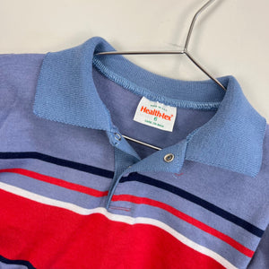 Vintage Health-tex Striped Blue Polo Shirt 6 USA