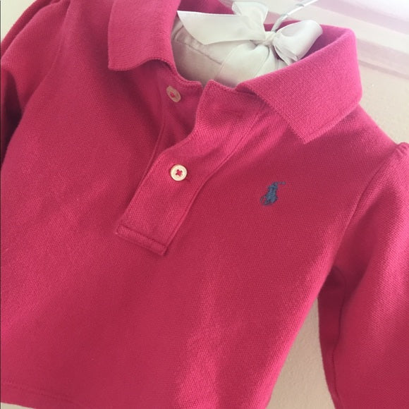 Ralph Lauren Long-Sleeve Pink Polo 9 Months