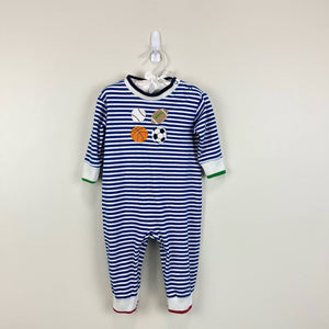 Florence Eiseman Boys Blue Striped Sports Coverall 18 Months