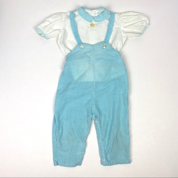 Vintage Thomas Aqua & White Toddler Overall Set