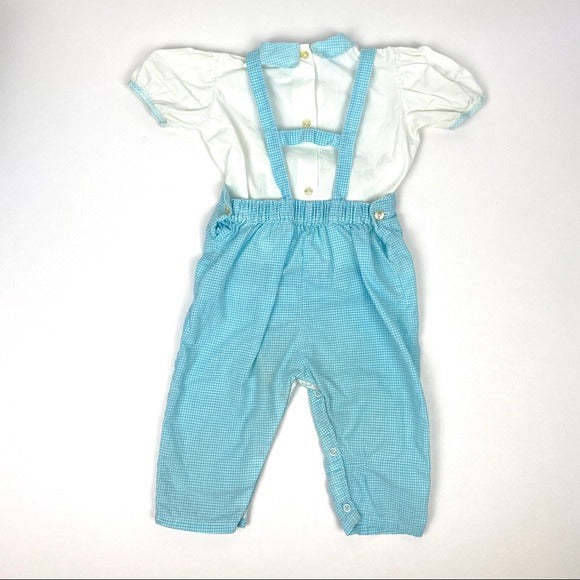 Vintage Thomas Aqua & White Toddler Overall Set