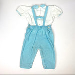 Load image into Gallery viewer, Vintage Thomas Aqua &amp; White Toddler Overall Set
