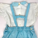 Load image into Gallery viewer, Vintage Thomas Aqua &amp; White Toddler Overall Set
