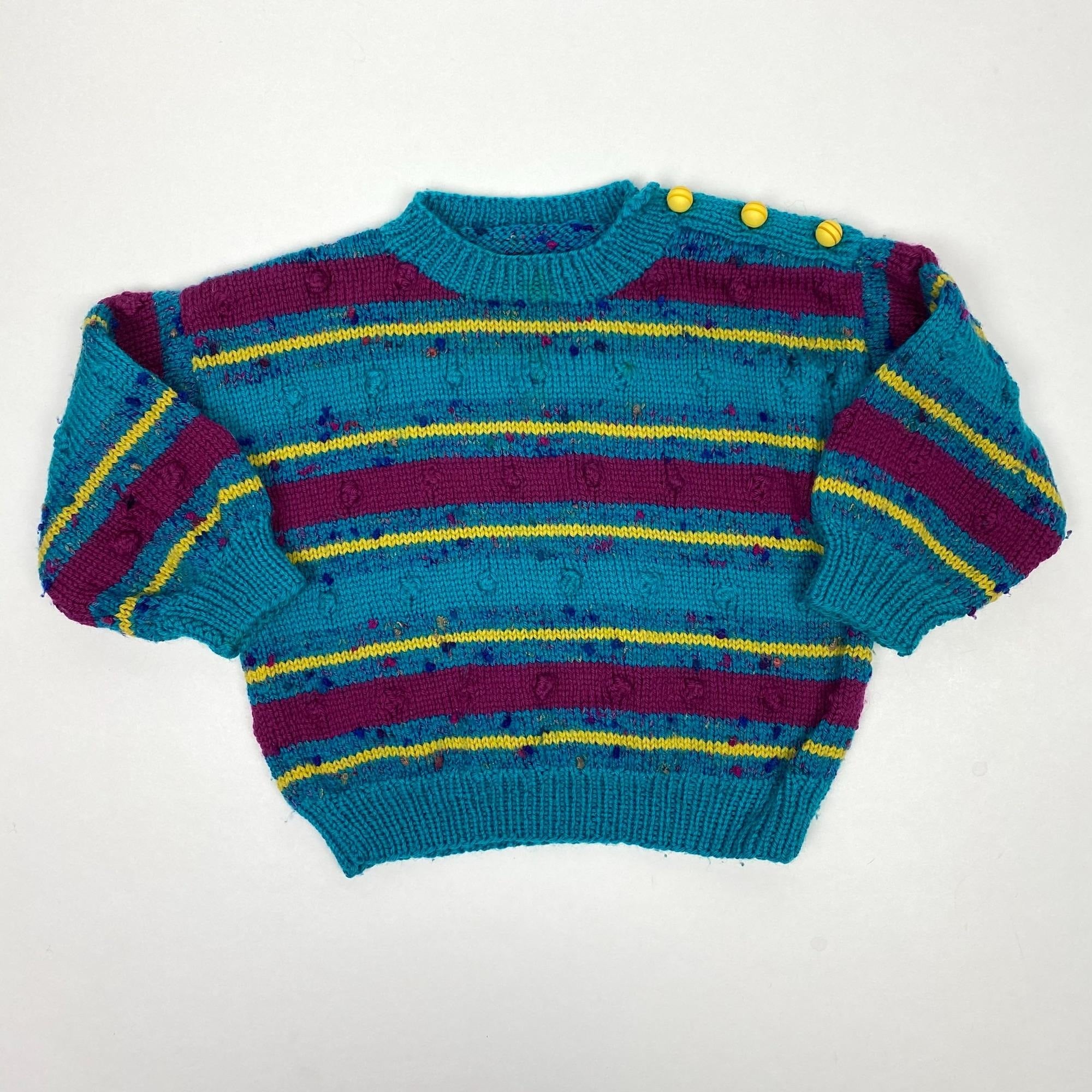 Vintage Kids Striped Pom Pom Sweater