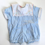 Load image into Gallery viewer, Vintage Baby Girl Blue Striped Romper 68 cm
