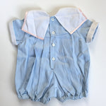 Load image into Gallery viewer, Vintage Baby Girl Blue Striped Romper 68 cm
