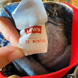 Vintage Levi's Acid Wash Suspender Jeans 24 Months USA