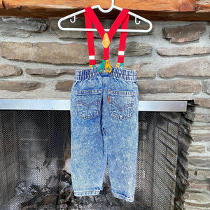 Vintage Levi's Acid Wash Suspender Jeans 24 Months USA