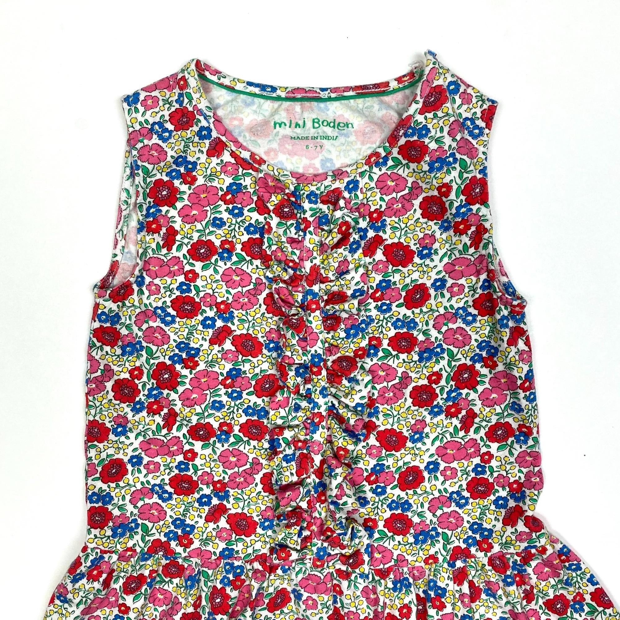 Mini Boden Girls Sleeveless Floral Dress 6-7 Years